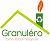 Logo Granuléro: maison verte, cheminée avec flamme orange et symbole recyclage. Texte "bois énergie recyclé". Chauffage écologique.