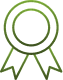 Icône de médaille ou ruban de récompense vert stylisé, symbole de qualité, certification ou excellence.